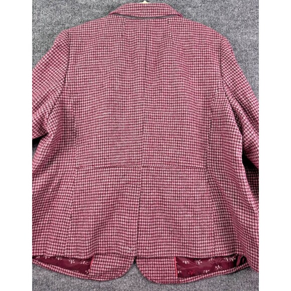Talbots Plus 20W Wool Blend Houndstooth Blazer Pink Burgundy Lined - Picture 7 of 11